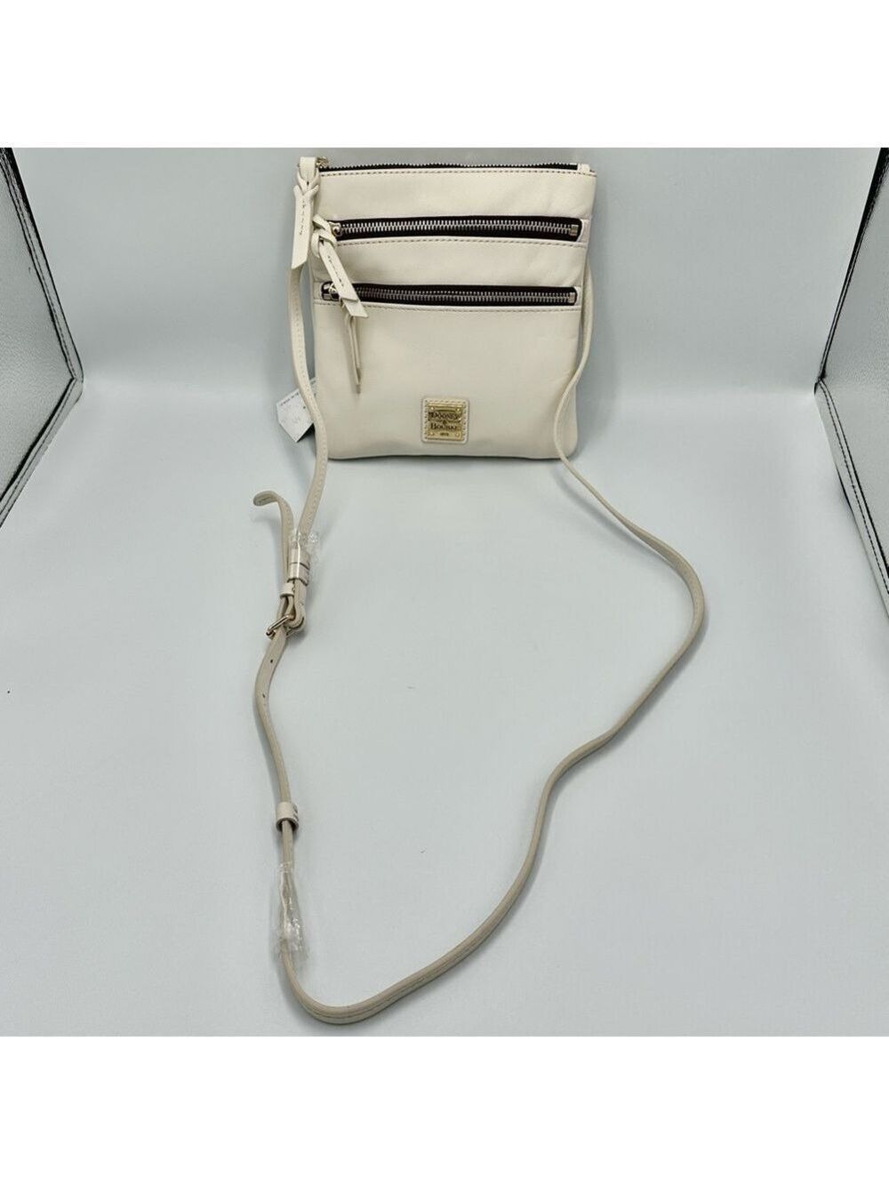 Dooney & Bourke Ivory Apollo Leather Triple Zip Crossbody Bag Boho Purse NWT - Picture 8 of 16